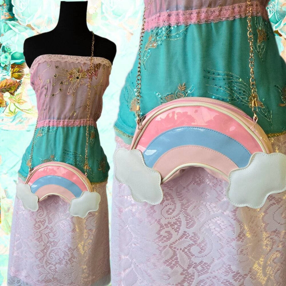 Pretty Whimsical Pastel Rainbow Shoulder / Crossover Bag
